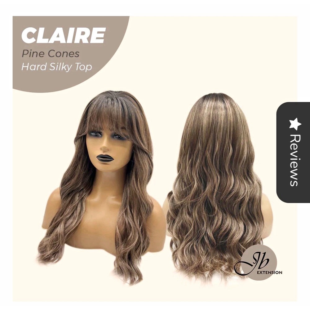 JBEXTENSION "Claire" w/ Bangs Hard Silky Top, 22 in, Pine Cones Color